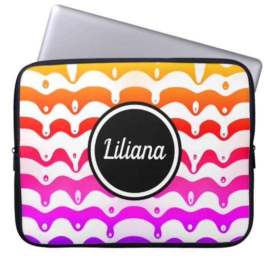 Jazzy Tropical Psychedelic Dripping Stripes Laptopschutzhülle (Vorderseite)
