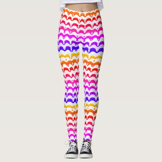 Jazzy Tropical Psychedelic Dripping Stripes Leggings (Vorderseite)