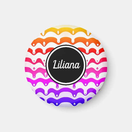 Jazzy Tropical psychedelic Dripping Stripes Magnet (Vorne)