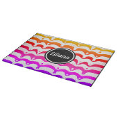 Jazzy Tropical psychedelic Dripping Stripes Schneidebrett (Ecke)