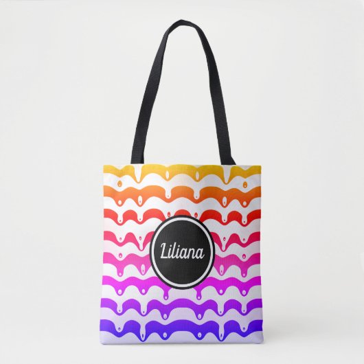 Jazzy Tropical psychedelic Dripping Stripes Tasche (Vorderseite)