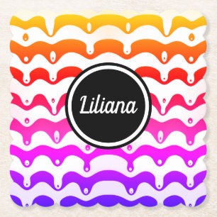 Jazzy Tropical psychedelic Dripping Stripes Untersetzer