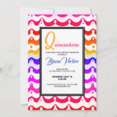 Jazzy Tropical Psychedelic Wavy Stripes Einladung (Vorderseite)