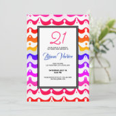 Jazzy Tropical Psychedelic Wavy Stripes Einladung (Stehend Vorderseite)