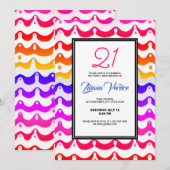 Jazzy Tropical Psychedelic Wavy Stripes Einladung (Vorne/Hinten)