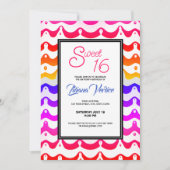 Jazzy Tropical Psychedelic Wavy Stripes Einladung (Vorderseite)