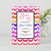 Jazzy Tropical Psychedelic Wavy Stripes Einladung (Stehend Vorderseite)