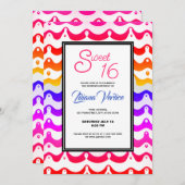 Jazzy Tropical Psychedelic Wavy Stripes Einladung (Vorne/Hinten)