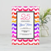 Jazzy Tropical Psychedelic Wavy Stripes Einladung (Stehend Vorderseite)