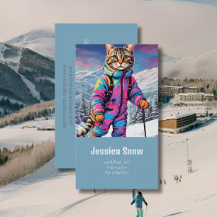 Jazzy Winterkatze - Skigeschäftskarte Visitenkarte