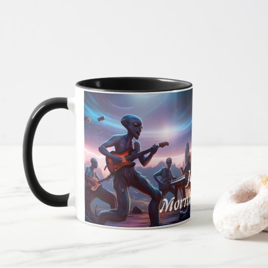 Jazzys Morgenkoffein Personalisiert anpassbar Tasse (Mit Donut)