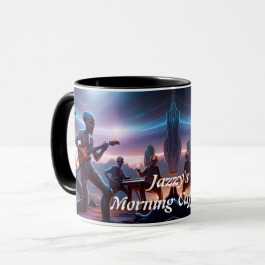 Jazzys Morgenkoffein Personalisiert anpassbar Tasse (Vorderseite Links)