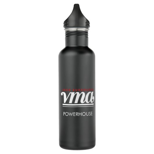 JBHS VMA Black with White Logo Customizable Edelstahlflasche (Links)