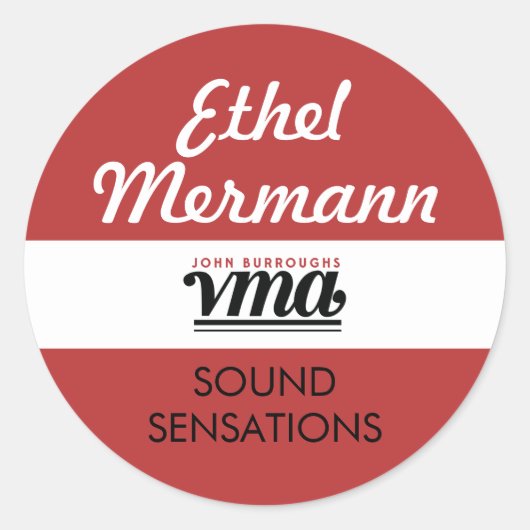 JBHS VMA Roter Hintergrund mit weißem Skript Runder Aufkleber (Vorderseite)