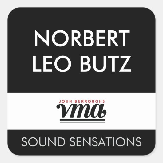 JBHS VMA Schwarzer Hintergrund mit weißem ALL CAPS Quadratischer Aufkleber (Vorderseite)