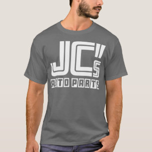 JC Auto Teile einseitig weiß auf Volltonfarbe T-Shirt