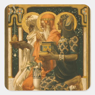 JC Leyendecker Drei Weise Männer Vintage-Weihnacht Quadratischer Aufkleber