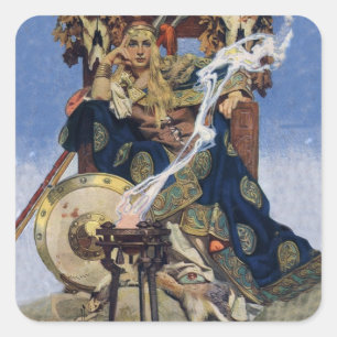 JC Leyendecker Königin Maeve keltische Kriegerin Quadratischer Aufkleber