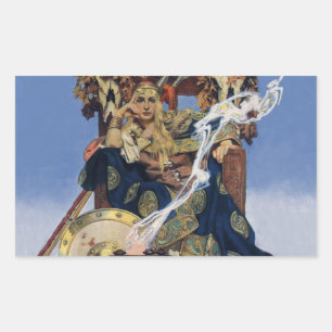 JC Leyendecker Königin Maeve keltische Kriegerin Rechteckiger Aufkleber
