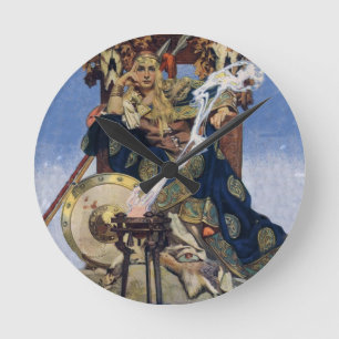 JC Leyendecker Königin Maeve keltische Kriegerin Runde Wanduhr