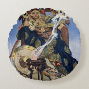 JC Leyendecker Königin Maeve keltische Kriegerin Rundes Kissen