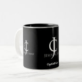 JC-Logo (Jesus Christ) gotGod316.com Zweifarbige Tasse (Vorderseite Links)
