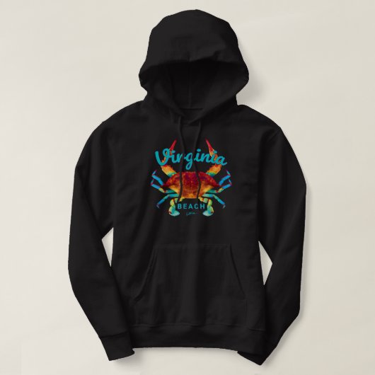 JCombs Virginia Beach, VA, Blue Crab Hoodie (Design vorne)