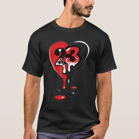 JD 4 Red Thunder 23 Drip Heart Red Thunder 4s Matc T-Shirt (Vorderseite)