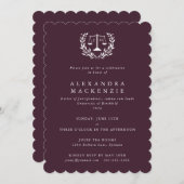 JD Law Scales Laurel Wreath Abschluss in Burgundy Einladung (Vorne/Hinten)