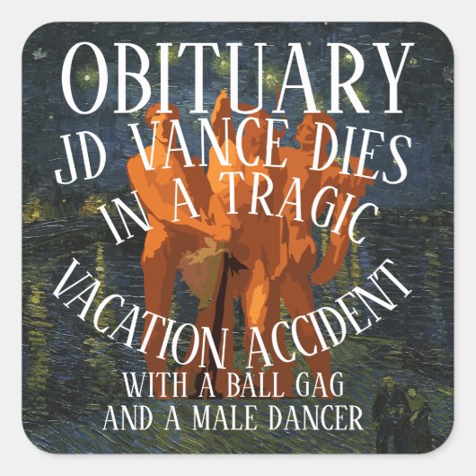 JD VANCE DIENT MIT BALLGAG UND EINEM MÄNNLICHEN TA QUADRATISCHER AUFKLEBER (Vorderseite)