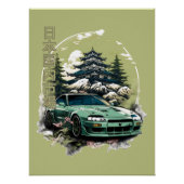JDM car with Japanese landscape on background Poster (Vorderseite)