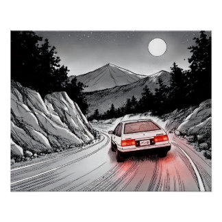 JDM Panda Manga-Stil Bergdrift Poster