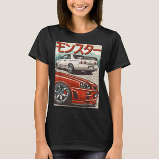 JDM Skyline R32 Auto Tuning Japan Rising Sun Drift T-Shirt