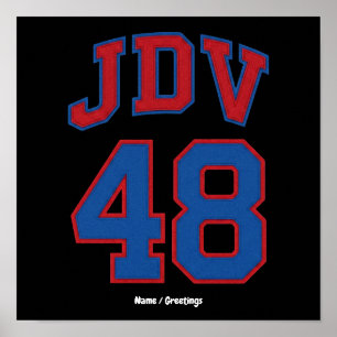 JDV 48 Retro Varsity Style Vintage Sport Monogramm Poster