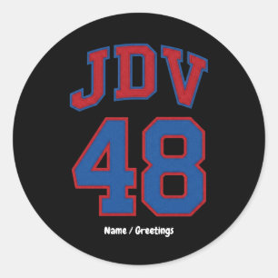 JDV 48 Retro Varsity Style Vintage Sport Monogramm Runder Aufkleber