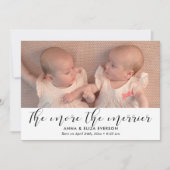 Je besser das merriere Foto der Zwillingsschwester Ankündigung (Vorderseite)