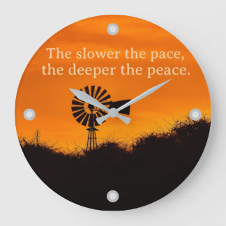 Je langsamer das Tempo, Farm-Windmühle Sonnenunter Große Wanduhr