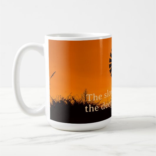 Je langsamer das Tempo, Farm-Windmühle Sonnenunter Kaffeetasse (Links)