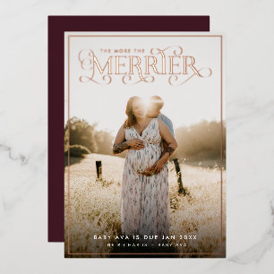 Je mehr das Foto der reinen Schwangerschaftsankünd Folien Feiertagskarte