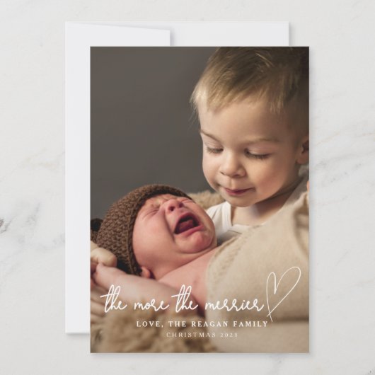 Je mehr das frohe Weihnachts-Foto Ankündigung (Vorderseite)