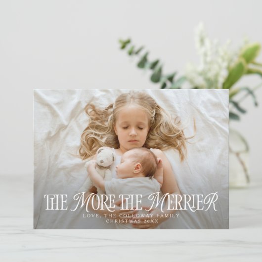 Je mehr das glühende Weihnachtsgeburt zum Foto wir Ankündigung (Stehend Vorderseite)