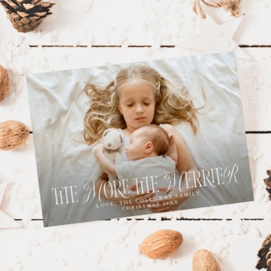 Je mehr das glühende Weihnachtsgeburt zum Foto wir Ankündigung