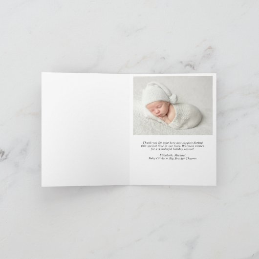 Je mehr das glühende Weihnachtsgeburt zum Foto wir Ankündigung (Innenseite)