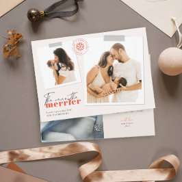 Je mehr das Merrier Birth Ankündigungs-Foto Feiertagskarte