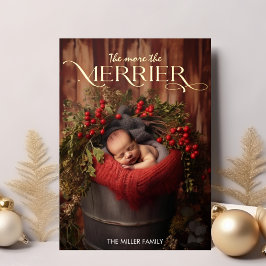 Je mehr die frohe Weihnachten-Moderne Typografie Folien Feiertagskarte