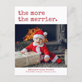 Je mehr die heitere Weihnachtsgeburt Ankündigungspostkarte