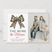 Je mehr die Merrier Bow Weihnachts-Foto-Schwangers Ankündigung (Vorderseite)