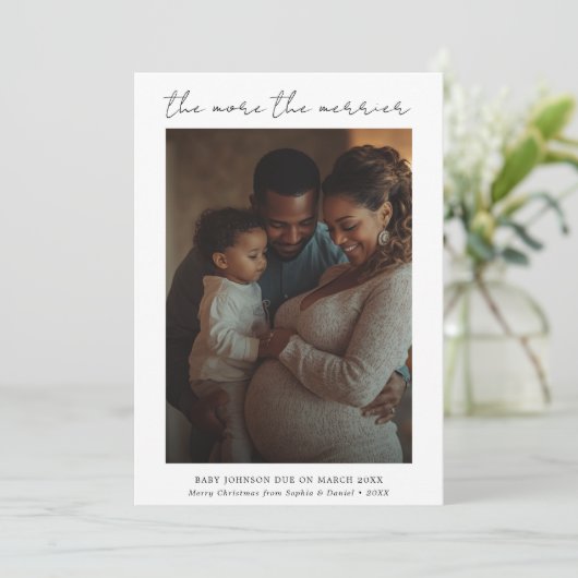 Je mehr die Merrier White Pregnancy Ankündigung (Stehend Vorderseite)