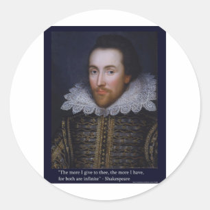 Je mehr ich" Shakespeare Liebe Zitat Geschenke/T-S Runder Aufkleber
