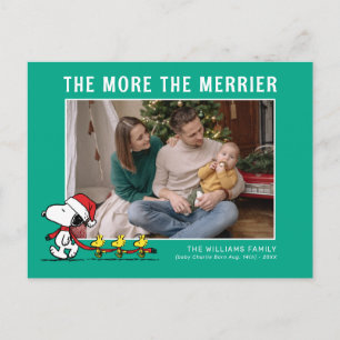 Je mehr Merrier Peanuts Weihnachtsjubiläum Feiertagspostkarte